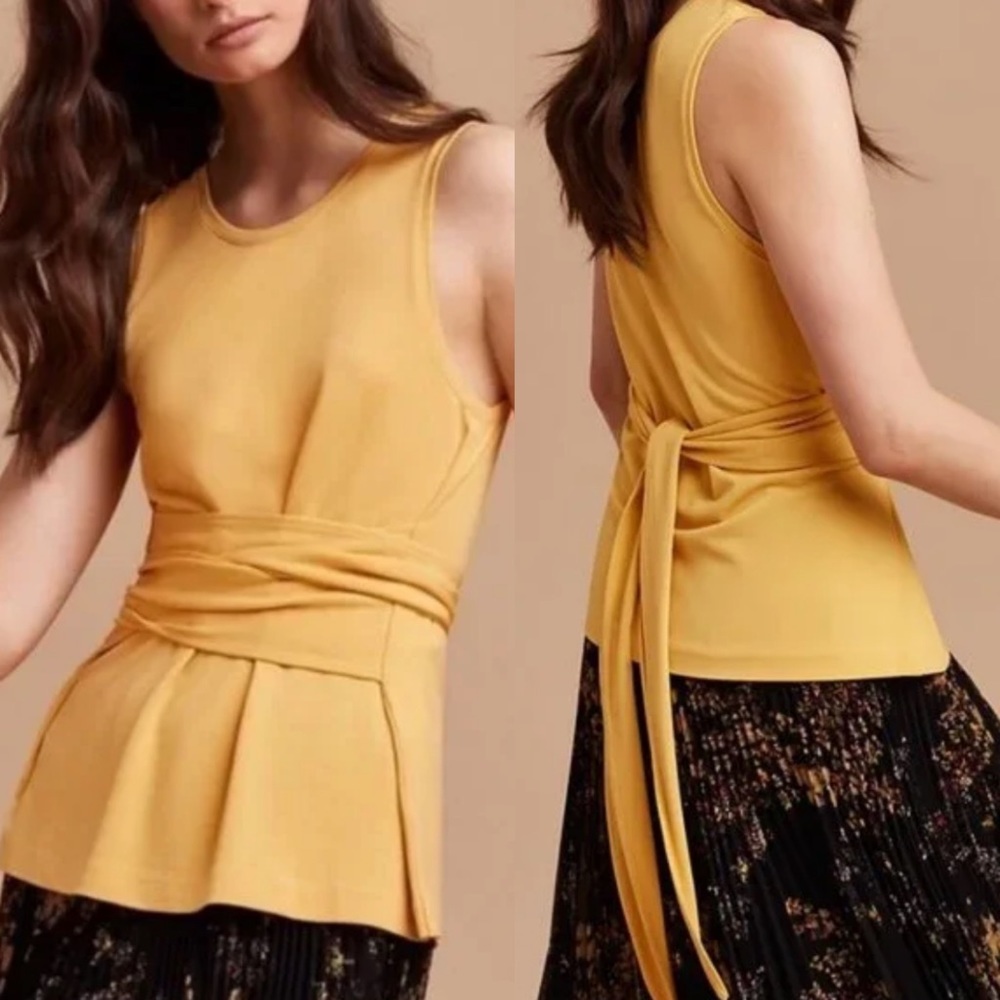 Wilfred Yellow Top Luciole Wrap Around Tank Balletcore Size XXS Mustard Yellow